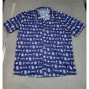 San Diego Padres Shirt Mens XL‎ Blue AOP MLB Logo Lightweight SGA Camp Shirt